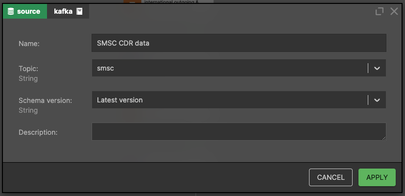The first node in the diagram ("source") is responsible for reading CDRs from the stream