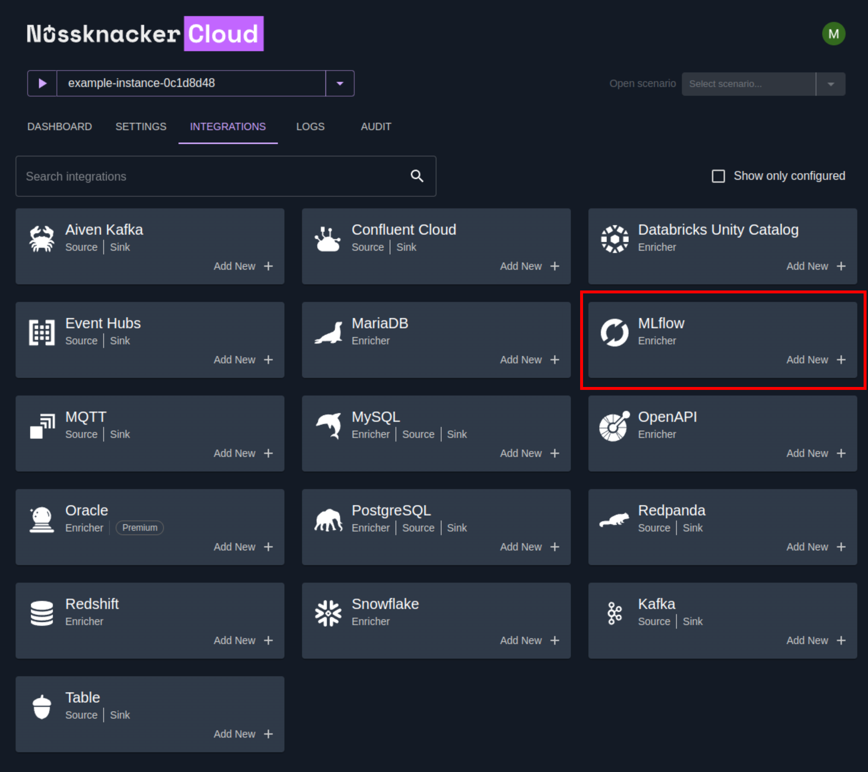 ML flow card Nussknacker locate the “MLflow” card