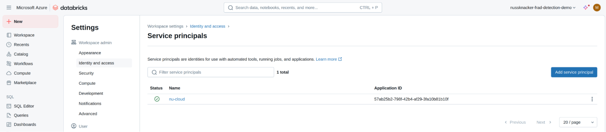Integrate Azure Databricks MLflow for machine learning model management and inference Copy the generated "Client ID" and "Secret" values