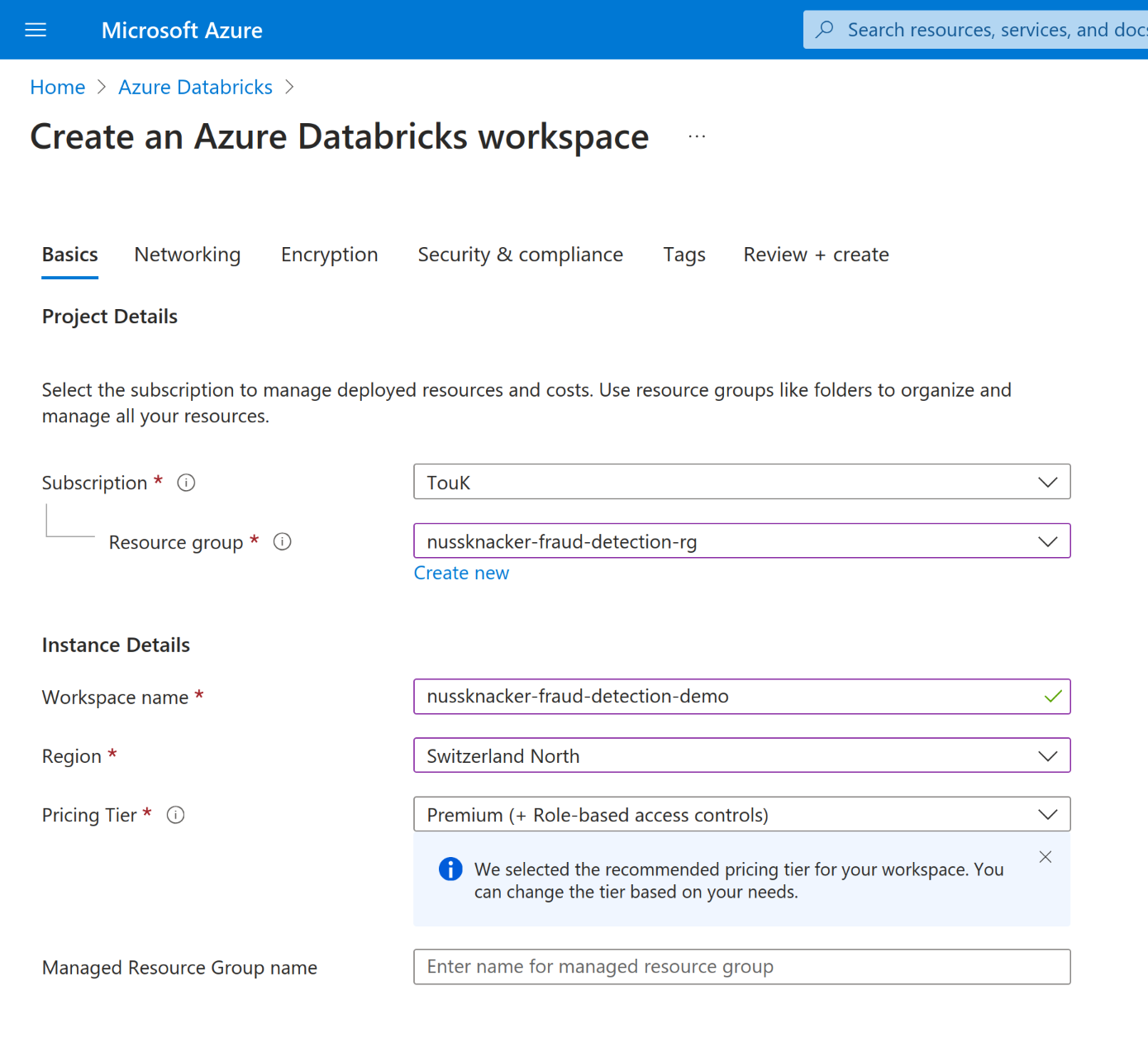 Creating a Databricks Workspace